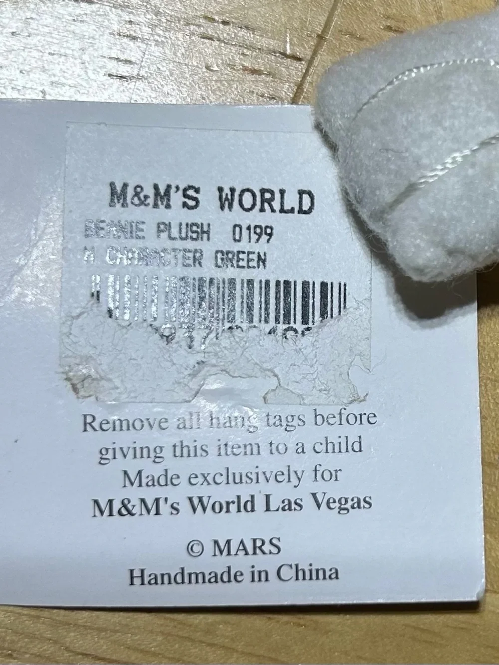 M&M's World Las Vegas Green Candy Plush Bean Bag Toy Mars Characters 5” NEW